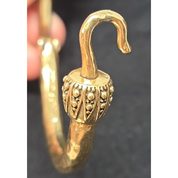 Lucky Brand Hobo Ethnic Cuff Bracelet Gold Tone Elephant Head Hinged - Picture 8 of 9